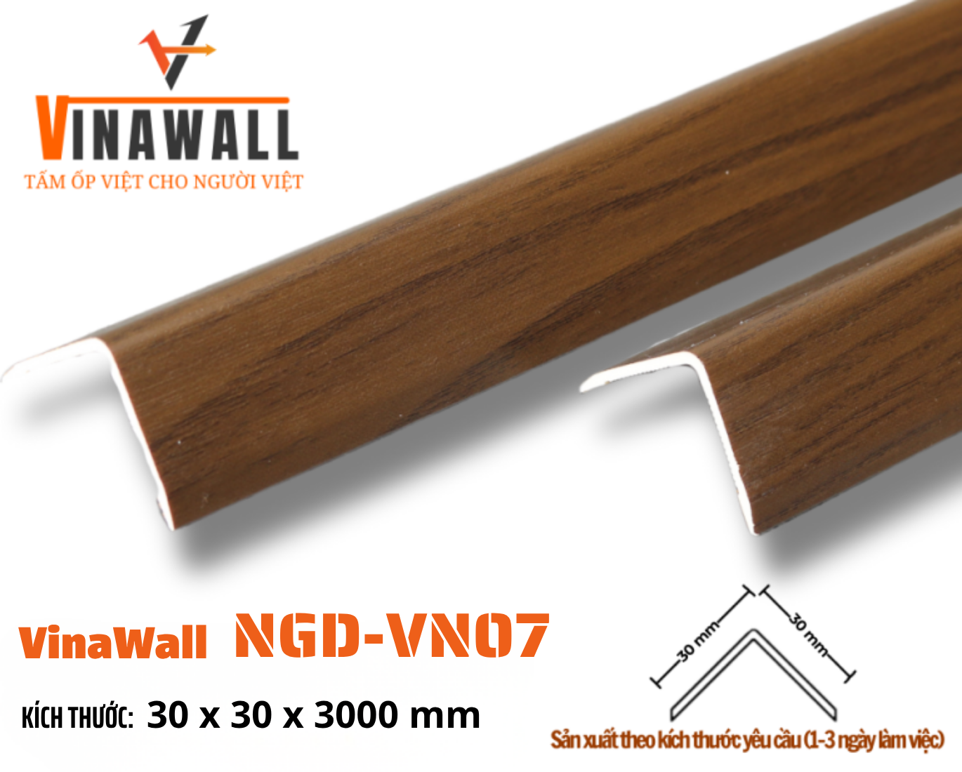 NẸP GÓC DƯƠNG MÀU WALNUT NGD-VN07
