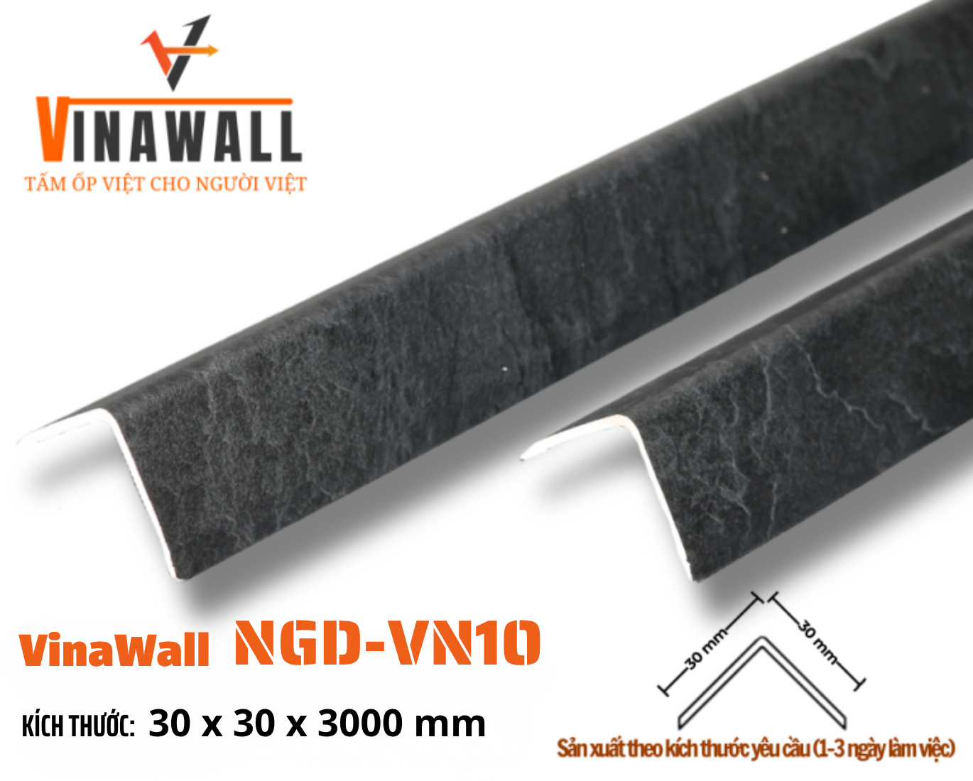NẸP GÓC DƯƠNG VÂN ĐÁ NỔI 3D NGD-VN10